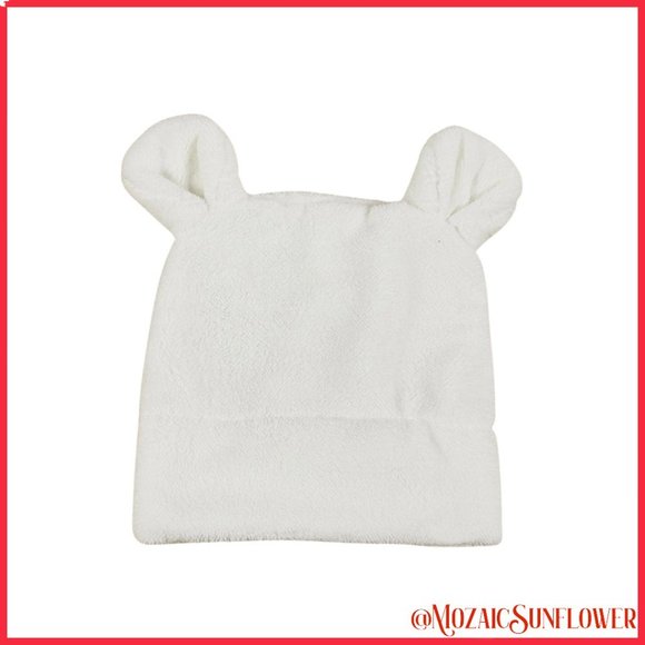 2 Soft Newborn/Infant Hats With Bear Ears NWT - Picture 5 of 7